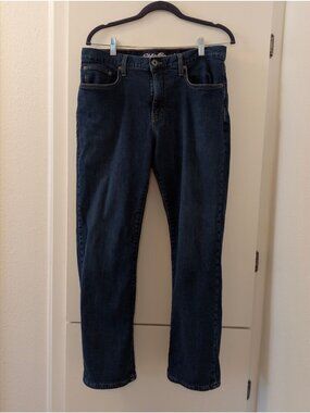 Eddie Bauer Mens Straight Fit Fleece-Lined Jeans 34x30 Blue Denim Made In Mexico